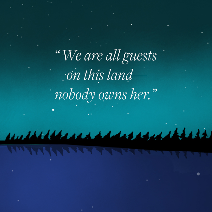 Night lake scene with quotation overlaid on it