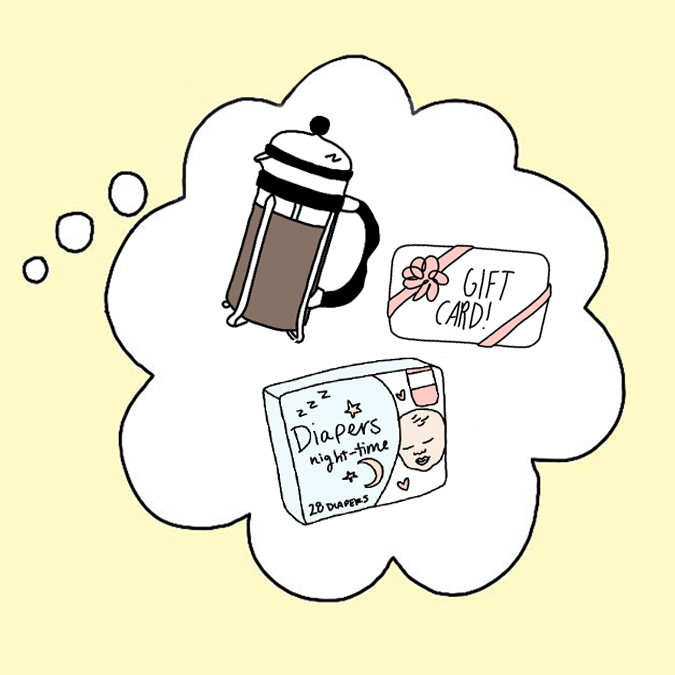 Illustration of gift cards and coffee