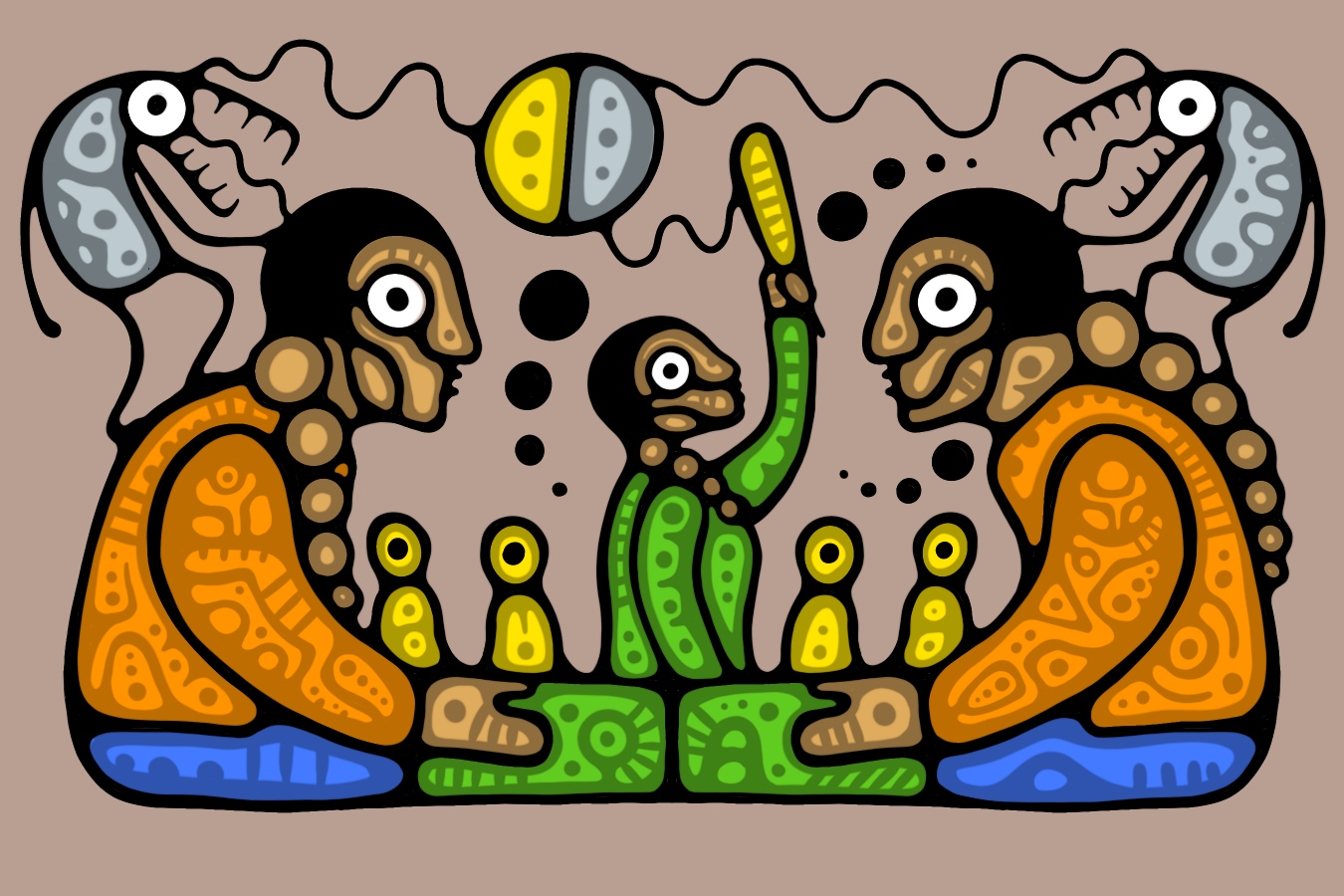 Graphic image of Indigenous family