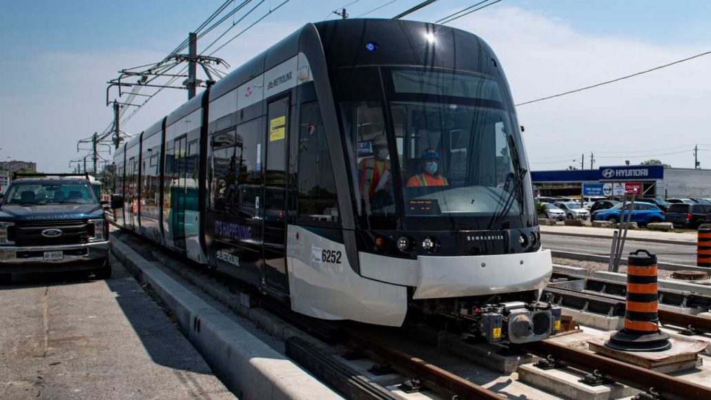 Photo of new Eglinton Crosstown LRT vehicle.