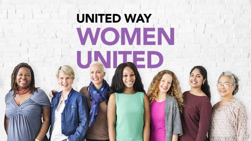 Photograph of seven women, smiling at the camera. The banner reads 'United Way: Women United'