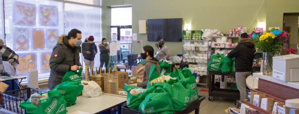 People working at a food bank in Greater Toronto