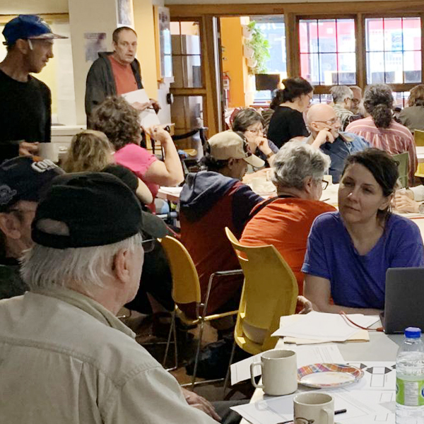 Group of residents at a community meeting.