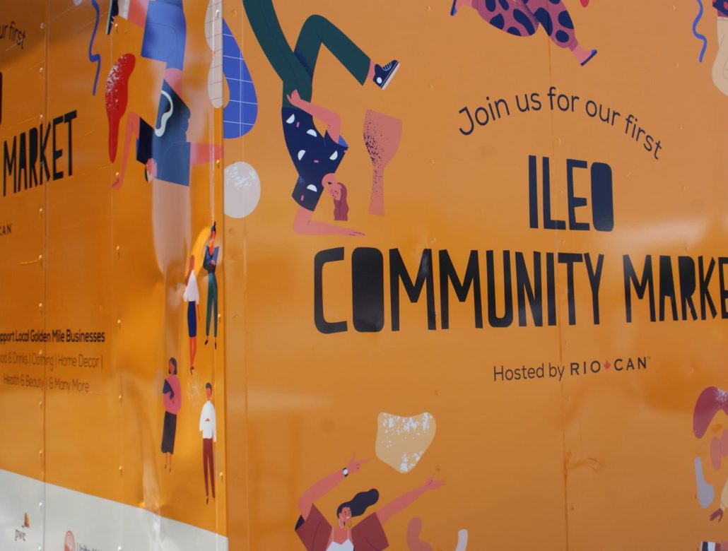 ILEO Community Market sign at the event.