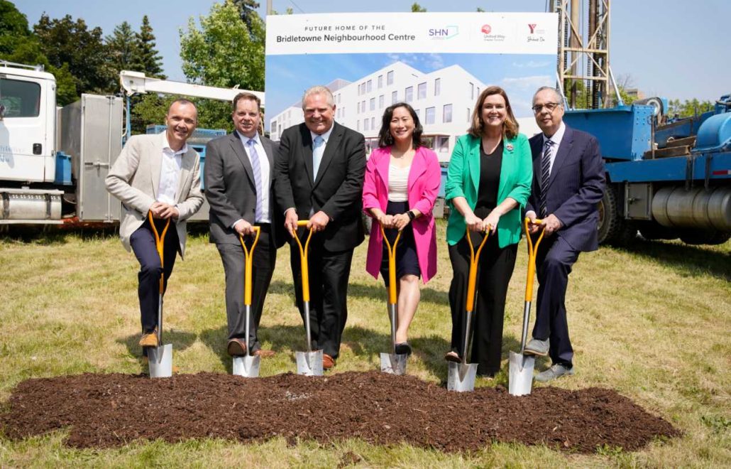Daniele Zanotti (far left) with the Premier and other representatives at the groundbreaking for the Bridletownr Neighbourhood Centre.