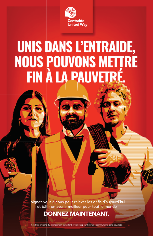 French poster for United We Can End Poverty with Centraide logo