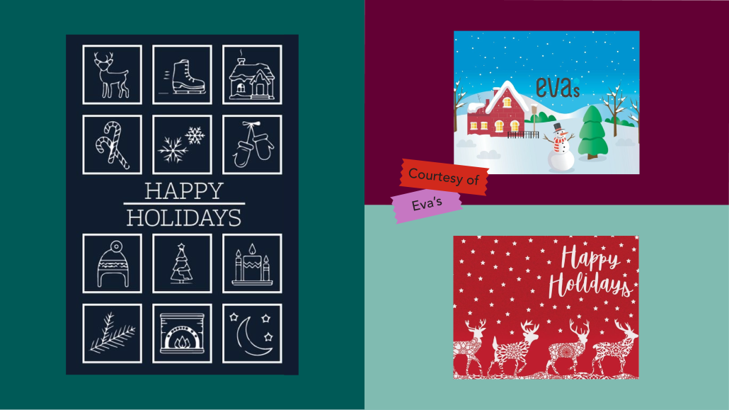 A collage of different holiday cards