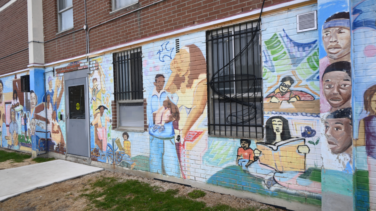 Artwork on the Jane-Finch Center's interior wall.