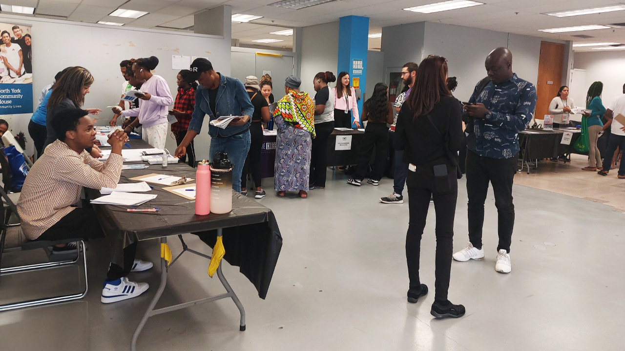 Several people from various York Region’s Community Coordination Tables working together at a Service Partners Table event in Newmarket.