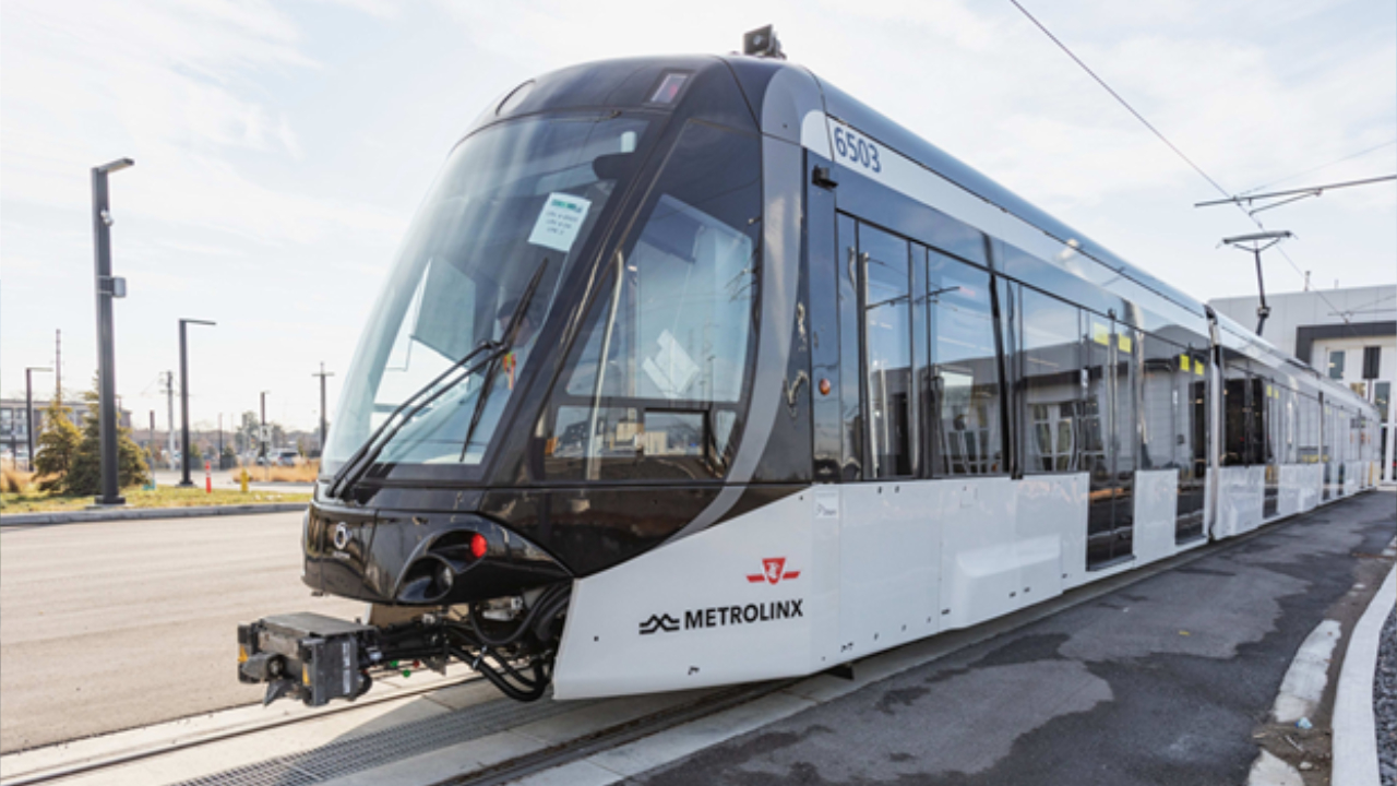 Crosstown LRT car on tracks