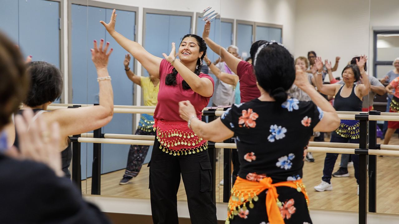 Women attend a dance class at Thorncliffe Park Community Hub.
