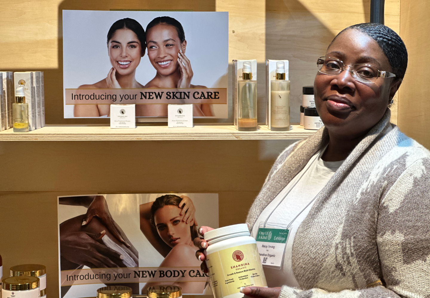 Stacy Irving at the One of a Kind show selling her products