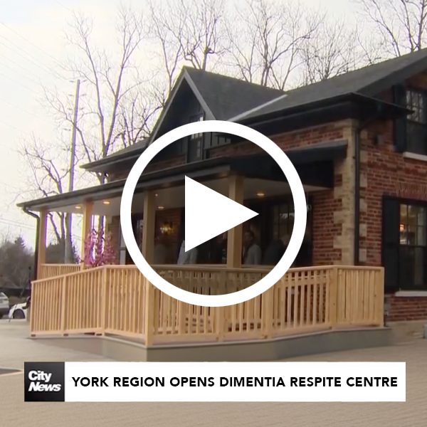 Image of Vaughan’s dementia respite centre with a white play arrow icon.