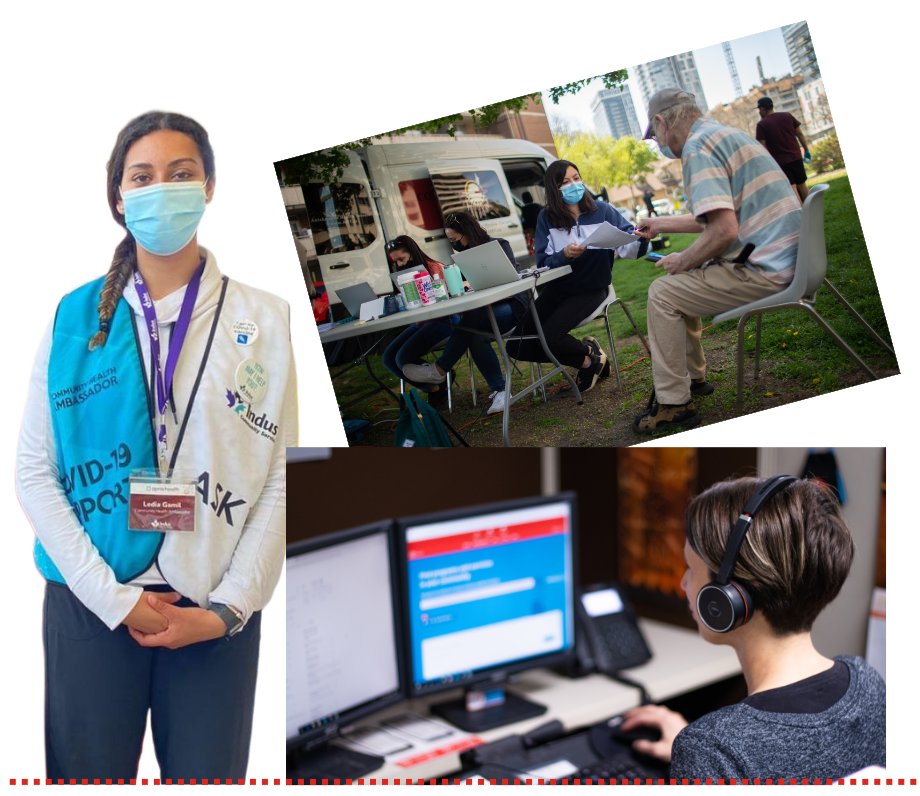 Various people working in community during the pandemic providing services to at risk individuals