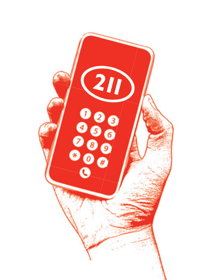 Hand holding a cellphone with 211 on the screen