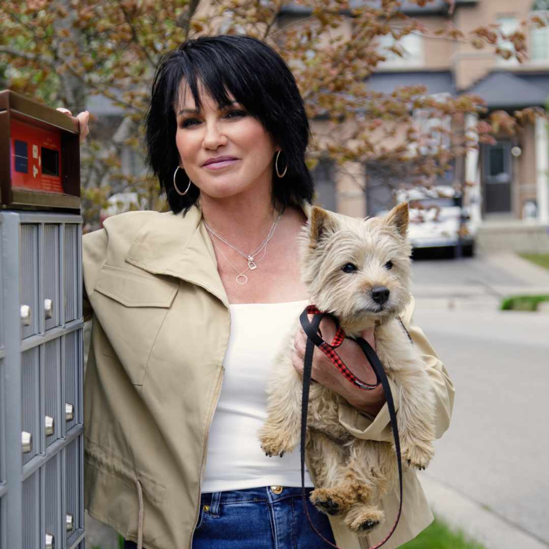 Portrait of Aileen with her dog