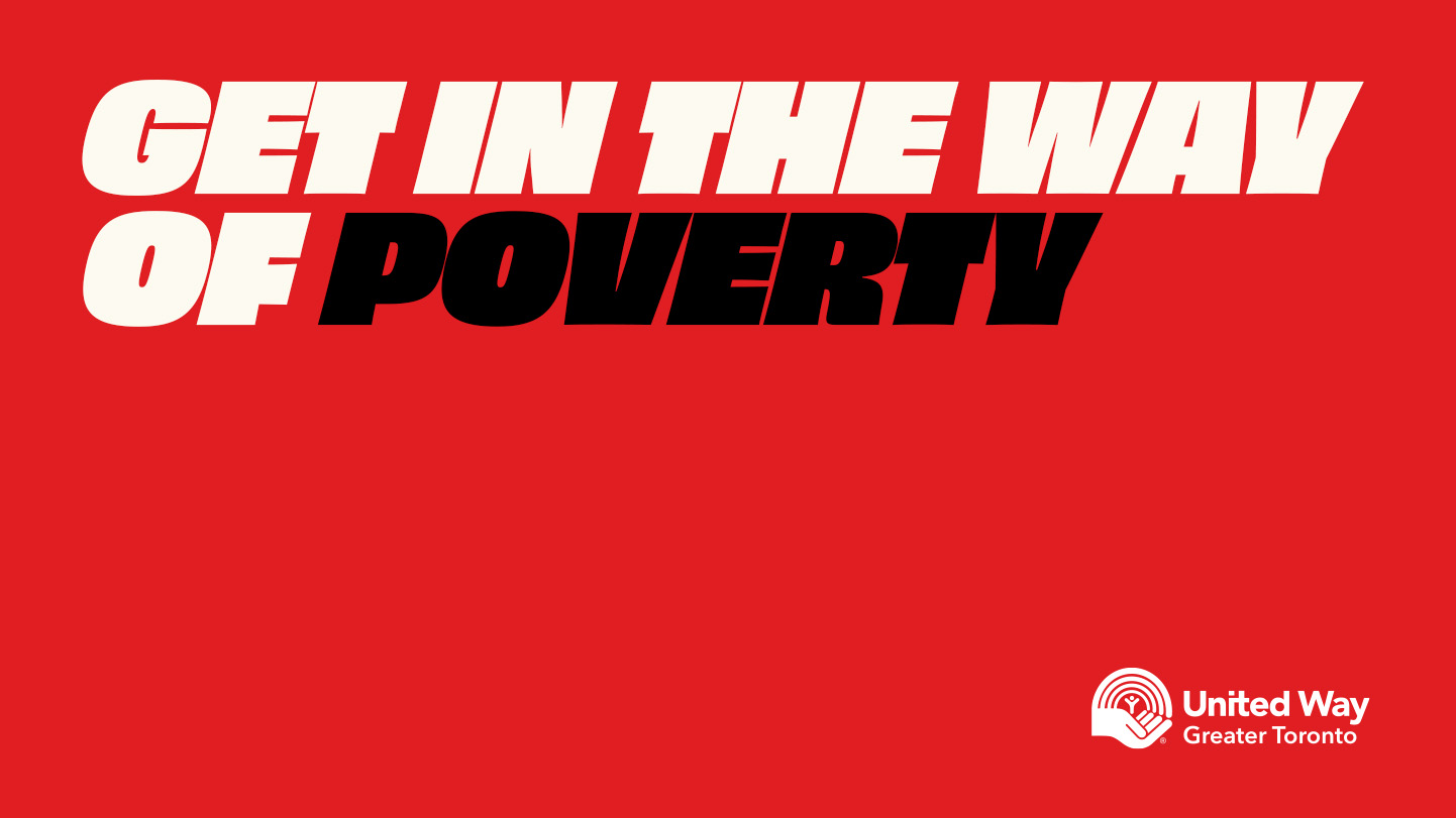 Larger text - Get in the Way of Poverty Red Screen