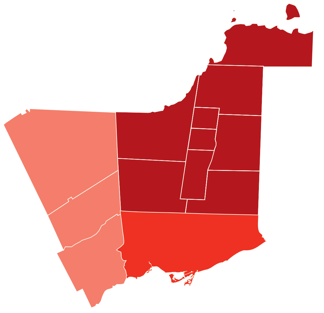 A map of the Greater Toronto Region include Peel and York Region